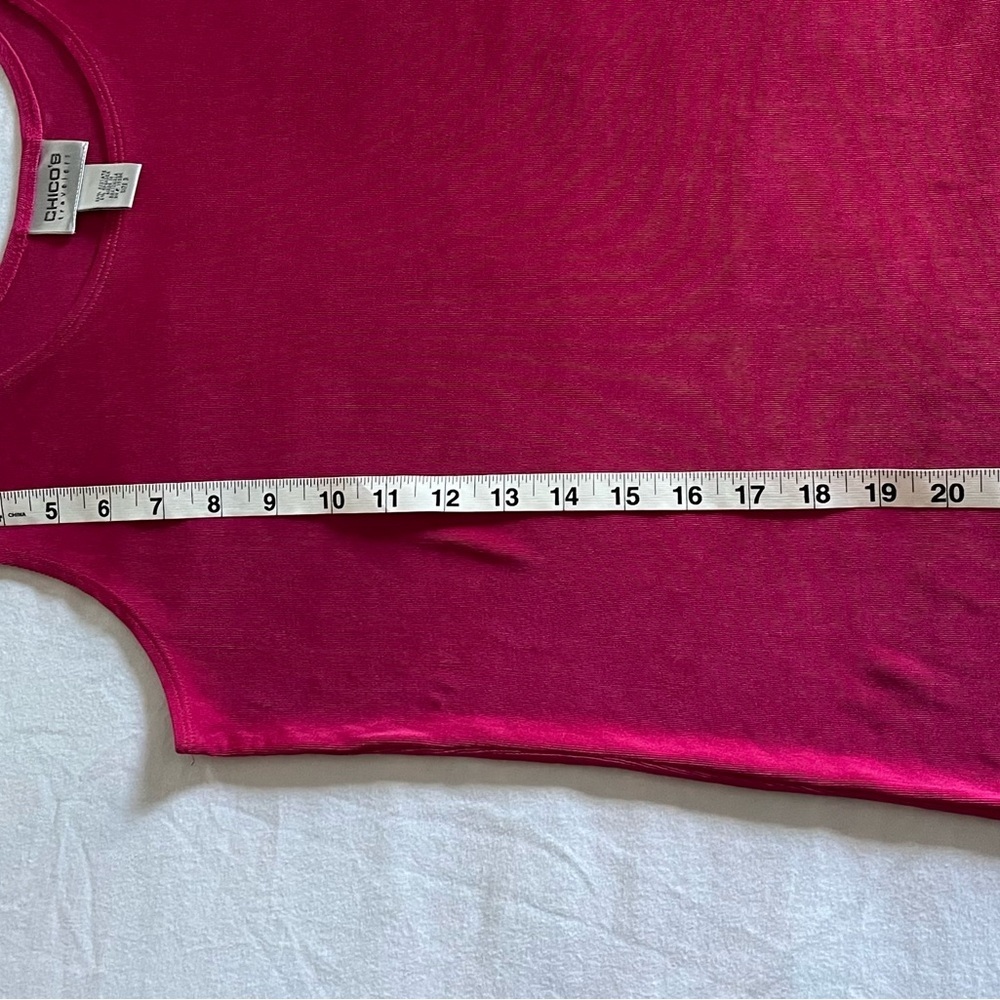 Chico's Travelers Hot Pink Knit Stretch Sleeveless Tank Scoop Neck Top Sz 3/XL - Picture 9 of 11